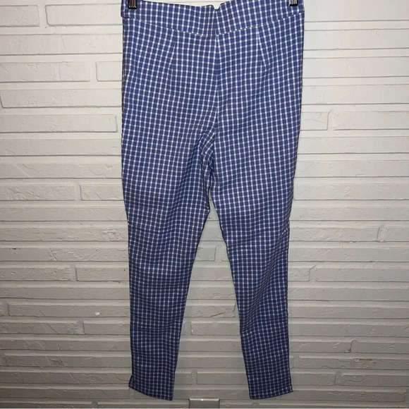 Forever 21 Blue and White Gingham Printed Skinny Leg Pants, Women’s Size Small - Picture 2 of 6